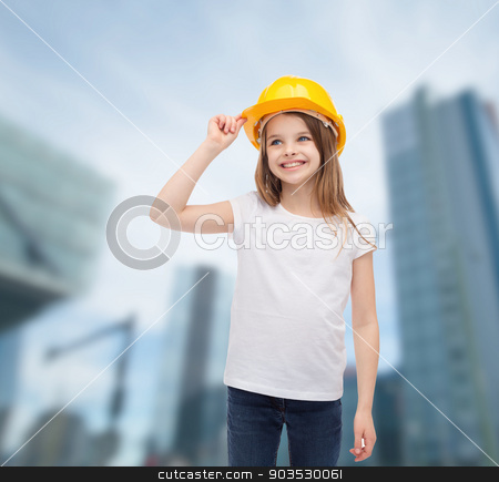 To use this stock image in your creative project, please select the size you need over to the right and click the "Add to Cart" button.
Your downloaded image will come with the Cutcaster watermark removed so don’t worry about the watermark you see on this page. smiling little girl in protective helmet stock photo, construction and people concept - smiling little girl in protective helmet looking up by Syda Productions