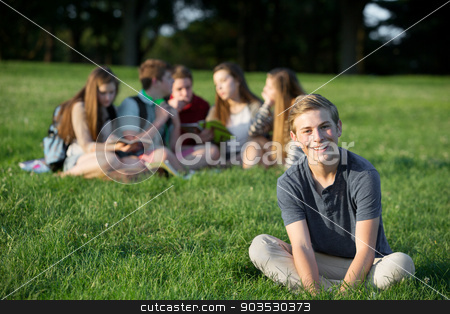 To use this stock image in your creative project, please select the size you need over to the right and click the "Add to Cart" button.
Your downloaded image will come with the Cutcaster watermark removed so don’t worry about the watermark you see on this page. Cheerful Smiling Teen stock photo, Cheeful smiling teen male near group outdoors by Scott Griessel