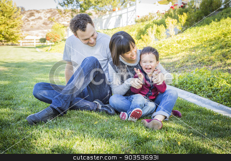 To use this stock image in your creative project, please select the size you need over to the right and click the "Add to Cart" button.
Your downloaded image will come with the Cutcaster watermark removed so don’t worry about the watermark you see on this page. Mixed Race Family Having Fun Outside stock photo, Happy Mixed Race Family Having Fun Outside on the Grass. by Andy Dean