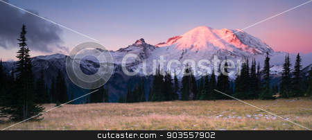 To use this stock image in your creative project, please select the size you need over to the right and click the "Add to Cart" button.
Your downloaded image will come with the Cutcaster watermark removed so don’t worry about the watermark you see on this page. Smokey Sunrise Mt Rainier National Park Cascade Volcanic Arc stock photo, The morning sun just starting to hit the tip of Mount Rainier by Christopher Boswell