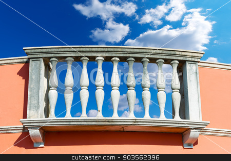 To use this stock image in your creative project, please select the size you need over to the right and click the "Add to Cart" button.
Your downloaded image will come with the Cutcaster watermark removed so don’t worry about the watermark you see on this page. Balustrade Pillars on a Cloudy Sky stock photo, Old white stone balustrade with blue sky and clouds in the background by catalby
