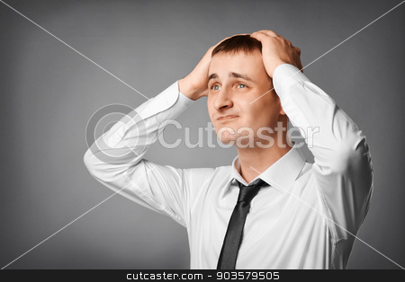 To use this stock image in your creative project, please select the size you need over to the right and click the "Add to Cart" button.
Your downloaded image will come with the Cutcaster watermark removed so don’t worry about the watermark you see on this page. portrait of nervous, stressed young man stock photo, Closeup portrait of nervous, stressed young nerdy guy man by MaStudio