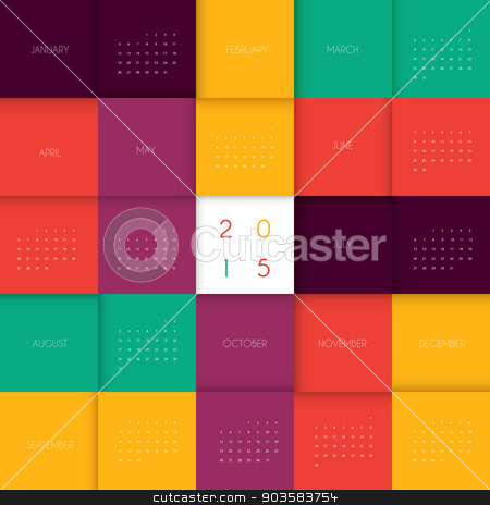 To use this stock image in your creative project, please select the size you need over to the right and click the "Add to Cart" button.
Your downloaded image will come with the Cutcaster watermark removed so don’t worry about the watermark you see on this page. Calendar for 2015 year stock vector clipart, Vector illustration of Calendar for 2015 year by SonneOn