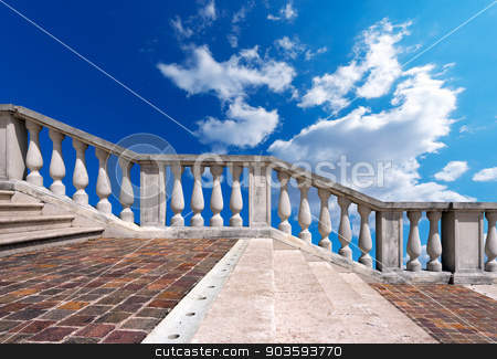 To use this stock image in your creative project, please select the size you need over to the right and click the "Add to Cart" button.
Your downloaded image will come with the Cutcaster watermark removed so don’t worry about the watermark you see on this page. Marble Staircase on Blue Sky with Clouds stock photo, Staircase in white stone and marble with balustrade on blue sky with clouds by catalby
