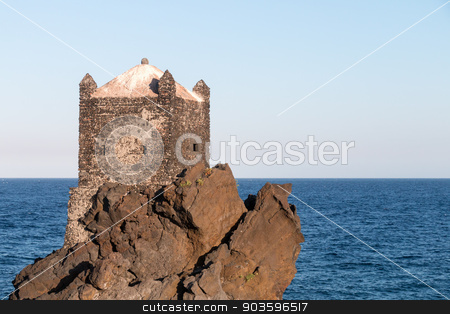 To use this stock image in your creative project, please select the size you need over to the right and click the "Add to Cart" button.
Your downloaded image will come with the Cutcaster watermark removed so don’t worry about the watermark you see on this page. Medieval Tower stock photo, Medieval Tower build on lava stone in ionian sea Sicily by Salvatore Pappalardo