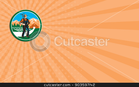 To use this stock image in your creative project, please select the size you need over to the right and click the "Add to Cart" button.
Your downloaded image will come with the Cutcaster watermark removed so don’t worry about the watermark you see on this page. Business card Organic Farmer Rake Woodcut Retro stock photo, Business card showing illustration of organic farmer with rake facing side set inside circle with mountain trees house farm barn in the background done in retro woodcut style. by patrimonio