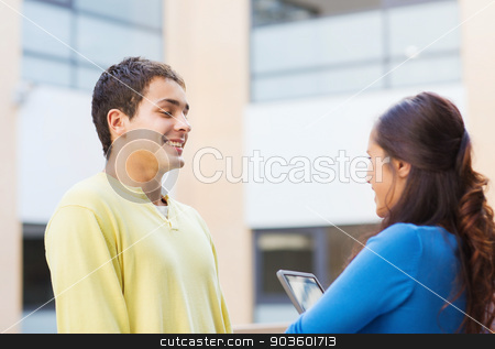 To use this stock image in your creative project, please select the size you need over to the right and click the "Add to Cart" button.
Your downloaded image will come with the Cutcaster watermark removed so don’t worry about the watermark you see on this page. group of smiling students tablet pc computer stock photo, friendship, people, technology and education concept - group of smiling students with tablet pc computer outdoors by Syda Productions