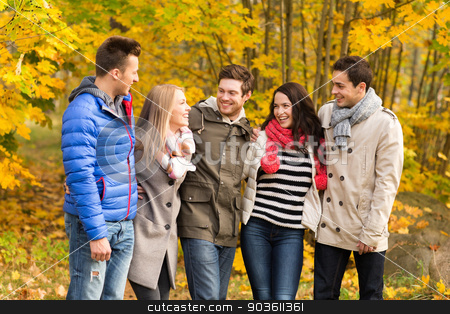 To use this stock image in your creative project, please select the size you need over to the right and click the "Add to Cart" button.
Your downloaded image will come with the Cutcaster watermark removed so don’t worry about the watermark you see on this page. group of smiling men and women in autumn park stock photo, love, relationship, season, friendship and people concept - group of smiling men and women hugging in autumn park by Syda Productions