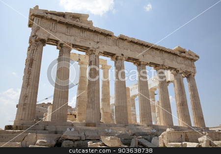 To use this stock image in your creative project, please select the size you need over to the right and click the "Add to Cart" button.
Your downloaded image will come with the Cutcaster watermark removed so don’t worry about the watermark you see on this page. Parthenon. Temple of Athena at the Acropolis stock photo, The Parthenon is a temple on the Athenian Acropolis, Greece, dedicated to the maiden goddess Athena, whom the people of Athens considered their patron deity. Its construction began in 447 BC when the Athenian Empire was at the height of its power. It was completed in 438 BC, although decoration of the building continued until 432 BC.
by Portokalis