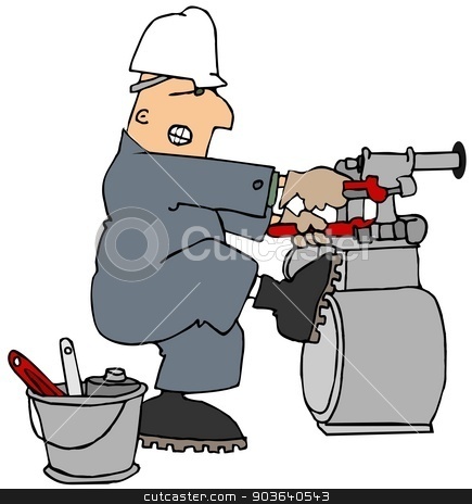 To use this stock image in your creative project, please select the size you need over to the right and click the "Add to Cart" button.
Your downloaded image will come with the Cutcaster watermark removed so don’t worry about the watermark you see on this page. Man trying to loosen a gas meter stock photo, This illustration depicts a worker in coveralls and hard hat struggling to loosen a gas meter with two pipe wrenches. by Dennis Cox