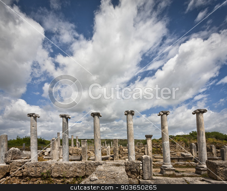 To use this stock image in your creative project, please select the size you need over to the right and click the "Add to Cart" button.
Your downloaded image will come with the Cutcaster watermark removed so don’t worry about the watermark you see on this page. Clouds Over Perga Ruins stock photo, Clouds over the ancient city of Perga in Turkey by Scott Griessel