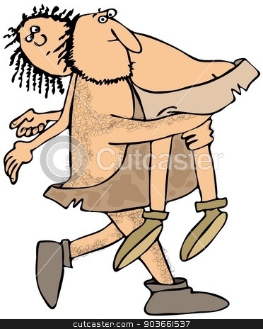To use this stock image in your creative project, please select the size you need over to the right and click the "Add to Cart" button.
Your downloaded image will come with the Cutcaster watermark removed so don’t worry about the watermark you see on this page. Caveman carrying a cavewoman stock photo, This illustration depicts a caveman carrying a woman over his shoulder. by Dennis Cox
