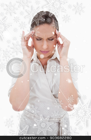 To use this stock image in your creative project, please select the size you need over to the right and click the "Add to Cart" button.
Your downloaded image will come with the Cutcaster watermark removed so don’t worry about the watermark you see on this page. Portrait of a businesswoman having a headache stock photo, Portrait of a businesswoman having a headache against snowflakes by Wavebreak Media