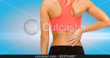 To use this stock image in your creative project, please select the size you need over to the right and click the "Add to Cart" button.
Your downloaded image will come with the Cutcaster watermark removed so don’t worry about the watermark you see on this page. close up of sporty woman touching her back stock photo, fitness, healthcare and medicine concept - close up of sporty woman touching her back by Syda Productions