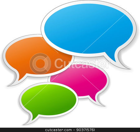 To use this stock image in your creative project, please select the size you need over to the right and click the "Add to Cart" button.
Your downloaded image will come with the Cutcaster watermark removed so don’t worry about the watermark you see on this page. Vector speech bubbles stock vector clipart, Vector illustration of speech bubbles on white background by Nickylarson974