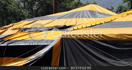To use this stock image in your creative project, please select the size you need over to the right and click the "Add to Cart" button.
Your downloaded image will come with the Cutcaster watermark removed so don’t worry about the watermark you see on this page. Fumigation Tent stock photo, Black and yellow termite fumigation tent over an house. by Henrik Lehnerer