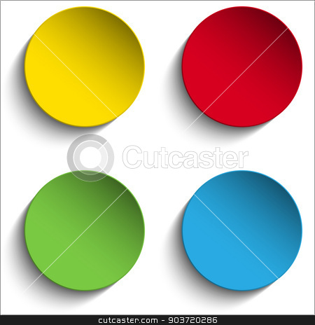 To use this stock image in your creative project, please select the size you need over to the right and click the "Add to Cart" button.
Your downloaded image will come with the Cutcaster watermark removed so don’t worry about the watermark you see on this page. Set of Colorful Paper Circle Sticker Buttons stock vector clipart, Vector - Set of Colorful Paper Circle Sticker Buttons by Augusto Cabral Graphiste Rennes