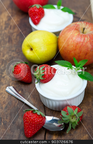 To use this stock image in your creative project, please select the size you need over to the right and click the "Add to Cart" button.
Your downloaded image will come with the Cutcaster watermark removed so don’t worry about the watermark you see on this page. fruits and yogurt stock photo, fresh fruits and whole milk yogurt on a rustic wood table by Francesco Perre