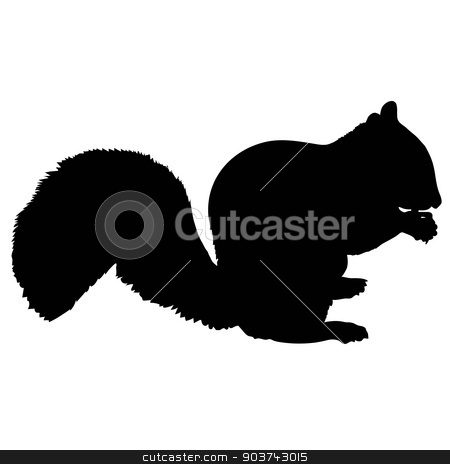 To use this stock image in your creative project, please select the size you need over to the right and click the "Add to Cart" button.
Your downloaded image will come with the Cutcaster watermark removed so don’t worry about the watermark you see on this page. Print stock vector clipart, A silhouette of a squirrel eating a nut by Maria Bell