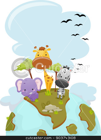 To use this stock image in your creative project, please select the size you need over to the right and click the "Add to Cart" button.
Your downloaded image will come with the Cutcaster watermark removed so don’t worry about the watermark you see on this page. Safari Animals Earth stock photo, Illustration Featuring Cute Safari Animals Standing on Top of the Earth by BNP