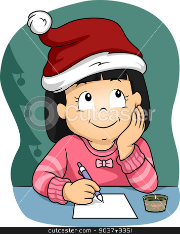 To use this stock image in your creative project, please select the size you need over to the right and click the "Add to Cart" button.
Your downloaded image will come with the Cutcaster watermark removed so don’t worry about the watermark you see on this page. Christmas Wish List stock photo, Illustration of a Little Girl Wearing a Christmas Hat Writing Her Christmas Wish List by BNP