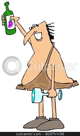 To use this stock image in your creative project, please select the size you need over to the right and click the "Add to Cart" button.
Your downloaded image will come with the Cutcaster watermark removed so don’t worry about the watermark you see on this page. Caveman with a bottle of wine stock photo, This illustration depicts a caveman holding a bottle of wine and a glass. by Dennis Cox