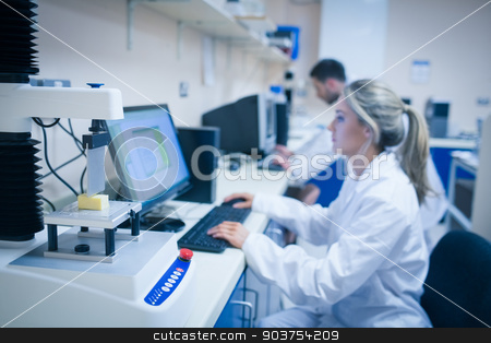 To use this stock image in your creative project, please select the size you need over to the right and click the "Add to Cart" button.
Your downloaded image will come with the Cutcaster watermark removed so don’t worry about the watermark you see on this page. Food scientist using technology to analyse cheese stock photo, Food scientist using technology to analyse cheese at the university by Wavebreak Media