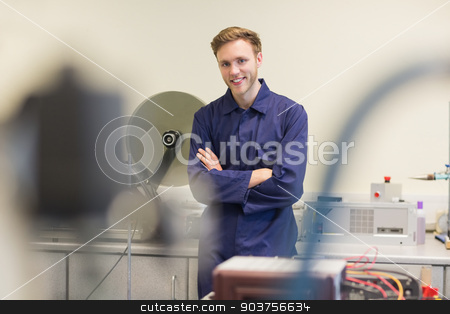 To use this stock image in your creative project, please select the size you need over to the right and click the "Add to Cart" button.
Your downloaded image will come with the Cutcaster watermark removed so don’t worry about the watermark you see on this page. Engineering student smiling at camera stock photo, Engineering student smiling at camera at the university by Wavebreak Media
