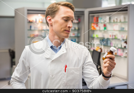 To use this stock image in your creative project, please select the size you need over to the right and click the "Add to Cart" button.
Your downloaded image will come with the Cutcaster watermark removed so don’t worry about the watermark you see on this page. Handsome pharmacist looking at medicine stock photo, Handsome pharmacist looking at medicine at the hospital pharmacy by Wavebreak Media