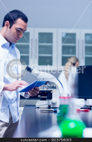 To use this stock image in your creative project, please select the size you need over to the right and click the "Add to Cart" button.
Your downloaded image will come with the Cutcaster watermark removed so don’t worry about the watermark you see on this page. Science student working with microscope in the lab stock photo, Science student working with microscope in the lab at the university by Wavebreak Media
