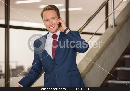 To use this stock image in your creative project, please select the size you need over to the right and click the "Add to Cart" button.
Your downloaded image will come with the Cutcaster watermark removed so don’t worry about the watermark you see on this page. Handsome businessman on the phone stock photo, Handsome businessman on the phone in office building by Wavebreak Media