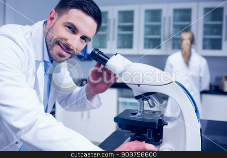 To use this stock image in your creative project, please select the size you need over to the right and click the "Add to Cart" button.
Your downloaded image will come with the Cutcaster watermark removed so don’t worry about the watermark you see on this page. Science student working with microscope in the lab stock photo, Science student working with microscope in the lab at the university by Wavebreak Media