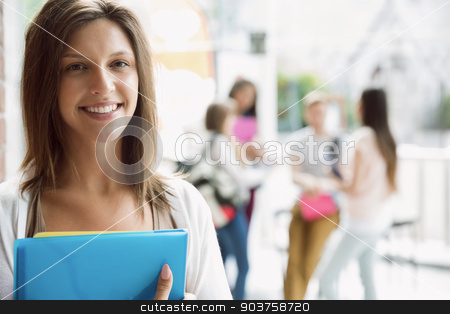 To use this stock image in your creative project, please select the size you need over to the right and click the "Add to Cart" button.
Your downloaded image will come with the Cutcaster watermark removed so don’t worry about the watermark you see on this page. Pretty student smiling and holding notepads stock photo, Pretty student smiling and holding notepads at the university by Wavebreak Media