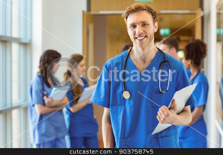 To use this stock image in your creative project, please select the size you need over to the right and click the "Add to Cart" button.
Your downloaded image will come with the Cutcaster watermark removed so don’t worry about the watermark you see on this page. Medical student smiling at the camera stock photo, Medical student smiling at the camera at the university by Wavebreak Media