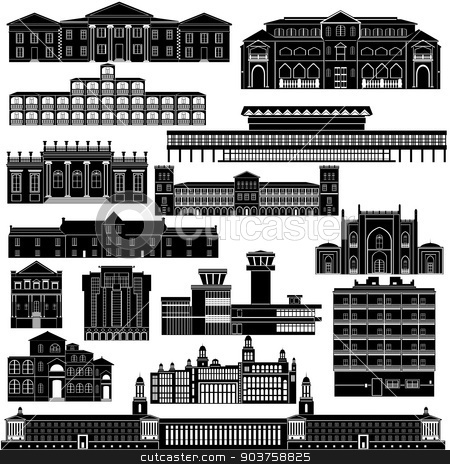 To use this stock image in your creative project, please select the size you need over to the right and click the "Add to Cart" button.
Your downloaded image will come with the Cutcaster watermark removed so don’t worry about the watermark you see on this page. Architecture Africa stock vector clipart, Contour collection of buildings and structures. Illustration on white background. by Sergey Skryl
