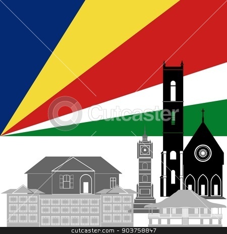 To use this stock image in your creative project, please select the size you need over to the right and click the "Add to Cart" button.
Your downloaded image will come with the Cutcaster watermark removed so don’t worry about the watermark you see on this page. Seychelles stock vector clipart, State flag and architecture of the country. Illustration on white background. by Sergey Skryl