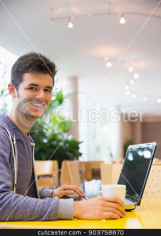 To use this stock image in your creative project, please select the size you need over to the right and click the "Add to Cart" button.
Your downloaded image will come with the Cutcaster watermark removed so don’t worry about the watermark you see on this page. Young student using his laptop in cafe stock photo, Young student using his laptop in cafe at the university by Wavebreak Media