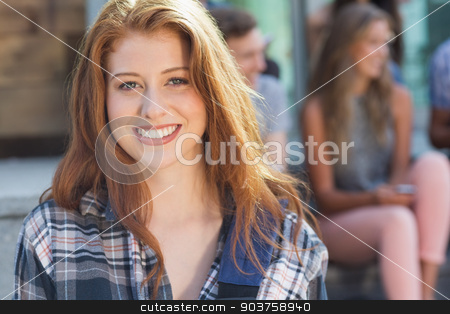 To use this stock image in your creative project, please select the size you need over to the right and click the "Add to Cart" button.
Your downloaded image will come with the Cutcaster watermark removed so don’t worry about the watermark you see on this page. Pretty student smiling at camera outside stock photo, Pretty student smiling at camera outside at the university by Wavebreak Media