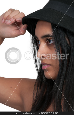 To use this stock image in your creative project, please select the size you need over to the right and click the "Add to Cart" button.
Your downloaded image will come with the Cutcaster watermark removed so don’t worry about the watermark you see on this page. Woman Wearing Hat stock photo, Beautiful young woman wearing a cloche hat by Robert Byron