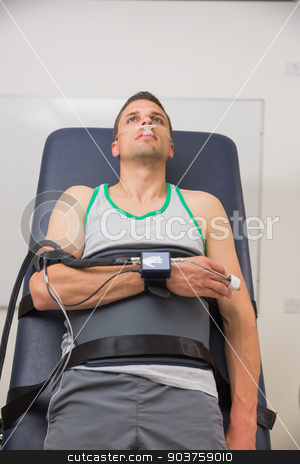 To use this stock image in your creative project, please select the size you need over to the right and click the "Add to Cart" button.
Your downloaded image will come with the Cutcaster watermark removed so don’t worry about the watermark you see on this page. Man strapped to gurney to find out his BMR stock photo, Man strapped to gurney to find out his BMR at the medical centre by Wavebreak Media