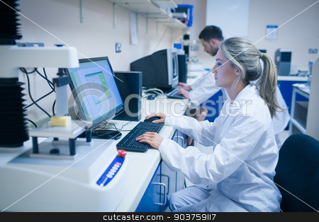 To use this stock image in your creative project, please select the size you need over to the right and click the "Add to Cart" button.
Your downloaded image will come with the Cutcaster watermark removed so don’t worry about the watermark you see on this page. Food scientist using technology to analyse cheese stock photo, Food scientist using technology to analyse cheese at the university by Wavebreak Media