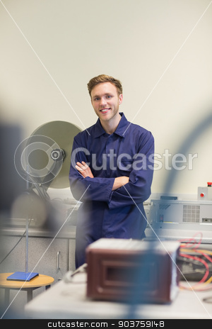 To use this stock image in your creative project, please select the size you need over to the right and click the "Add to Cart" button.
Your downloaded image will come with the Cutcaster watermark removed so don’t worry about the watermark you see on this page. Engineering student smiling at camera stock photo, Engineering student smiling at camera at the university by Wavebreak Media