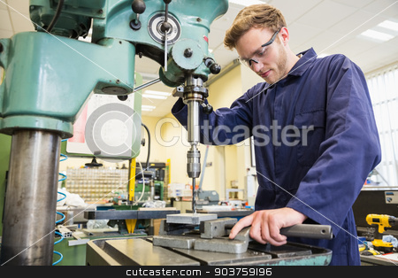 To use this stock image in your creative project, please select the size you need over to the right and click the "Add to Cart" button.
Your downloaded image will come with the Cutcaster watermark removed so don’t worry about the watermark you see on this page. Engineering student using large drill stock photo, Engineering student using large drill at the university by Wavebreak Media