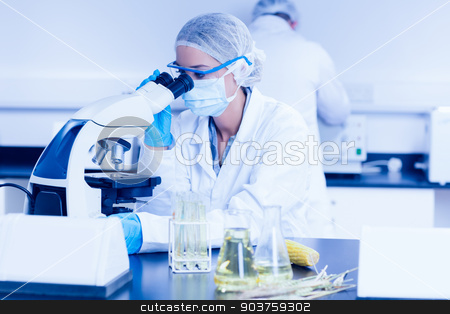 To use this stock image in your creative project, please select the size you need over to the right and click the "Add to Cart" button.
Your downloaded image will come with the Cutcaster watermark removed so don’t worry about the watermark you see on this page. Food scientist using the microscope stock photo, Food scientist using the microscope at the university by Wavebreak Media