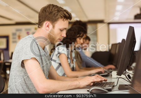 To use this stock image in your creative project, please select the size you need over to the right and click the "Add to Cart" button.
Your downloaded image will come with the Cutcaster watermark removed so don’t worry about the watermark you see on this page. Classmates working in the computer room stock photo, Classmates working in the computer room at the university by Wavebreak Media