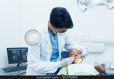 To use this stock image in your creative project, please select the size you need over to the right and click the "Add to Cart" button.
Your downloaded image will come with the Cutcaster watermark removed so don’t worry about the watermark you see on this page. Female dentist examining boys teeth stock photo, Female dentist examining boys teeth in the dentists chair by Wavebreak Media