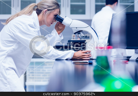To use this stock image in your creative project, please select the size you need over to the right and click the "Add to Cart" button.
Your downloaded image will come with the Cutcaster watermark removed so don’t worry about the watermark you see on this page. Science student working with microscope in the lab stock photo, Science student working with microscope in the lab at the university by Wavebreak Media