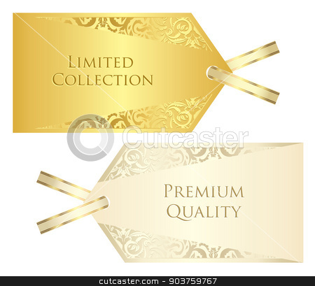 To use this stock image in your creative project, please select the size you need over to the right and click the "Add to Cart" button.
Your downloaded image will come with the Cutcaster watermark removed so don’t worry about the watermark you see on this page. Luxury cream and golden price tag with vintage pattern stock vector clipart, Exclusive cream and golden price tag with vintage pattern by Ludek Vodicka