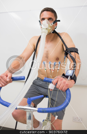 To use this stock image in your creative project, please select the size you need over to the right and click the "Add to Cart" button.
Your downloaded image will come with the Cutcaster watermark removed so don’t worry about the watermark you see on this page. Man doing fitness test on exercise bike stock photo, Man doing fitness test on exercise bike at the medical centre by Wavebreak Media