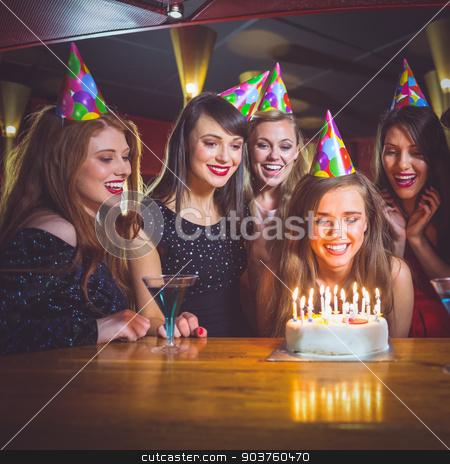 To use this stock image in your creative project, please select the size you need over to the right and click the "Add to Cart" button.
Your downloaded image will come with the Cutcaster watermark removed so don’t worry about the watermark you see on this page. Friends celebrating a birthday together stock photo, Friends celebrating a birthday together at the nightclub by Wavebreak Media